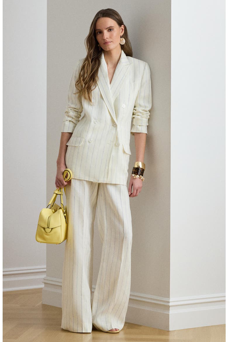 Stripe Linen Wide Leg Pants, Alternate, color, WHITE/ BLUE MULTI