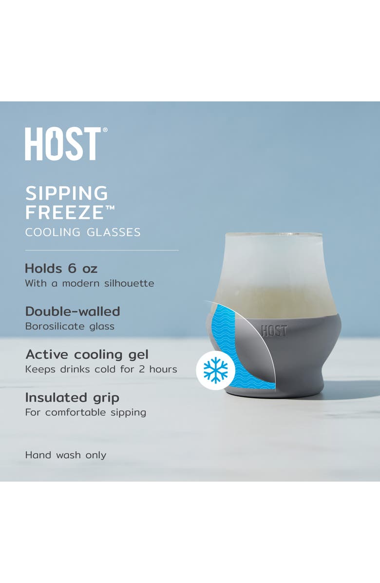 HOST Glass FREEZE Sipping Cooling Cup Set of 2, Alternate, color, Gray