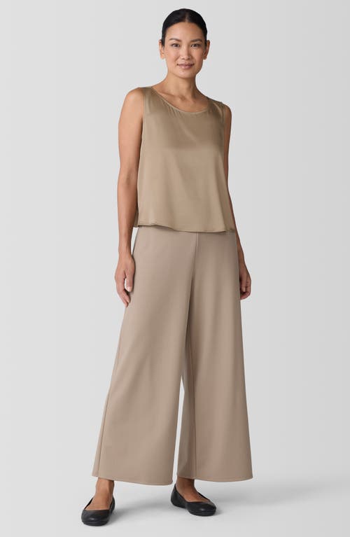 Eileen Fisher Ballet Neck Stretch Silk Tank In Biscuit