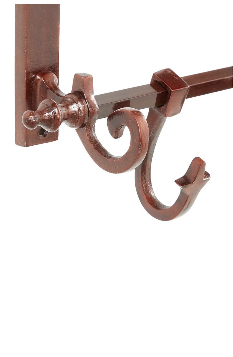 WILLOW ROW Copper Bathroom Wall Rack with Hooks & Mirror, Alternate, color, 