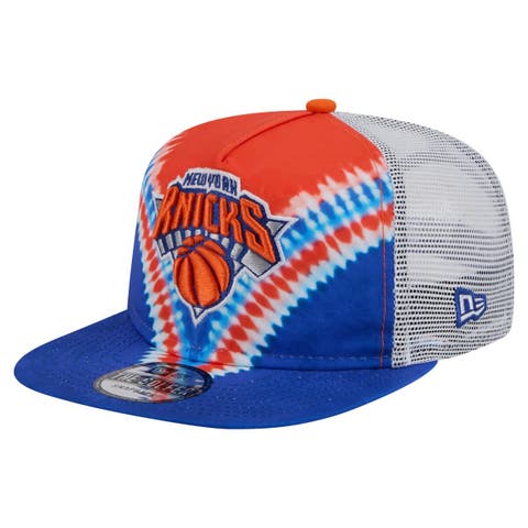 Men's New Era Blue/Orange New York Knicks Throwback Dye Golfer Snapback Hat