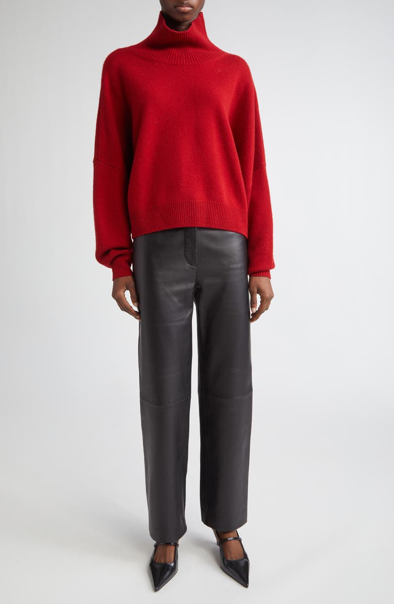 LOULOU DE SAISON Luke Stand Collar Wool & Cashmere Sweater, Alternate, color, Red