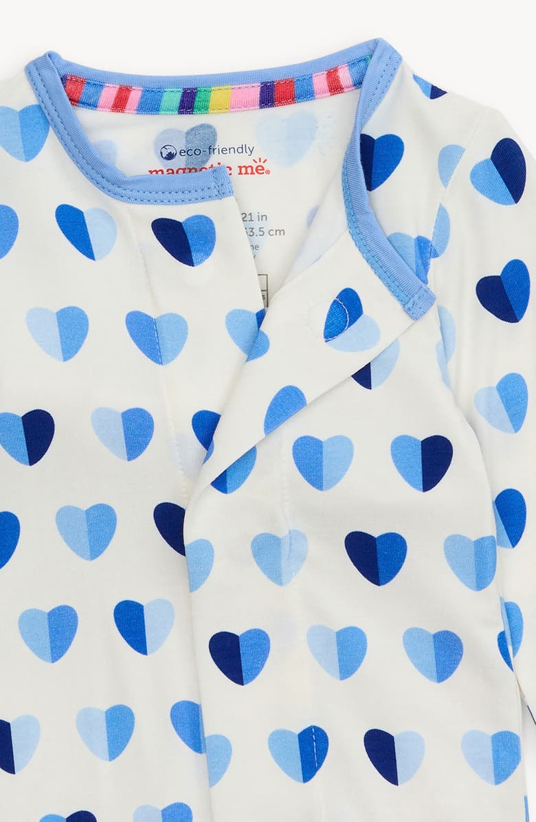 Magnetic Me Blue Hearts Magnetic Modal Footie, Alternate, color, Blue Xoxo