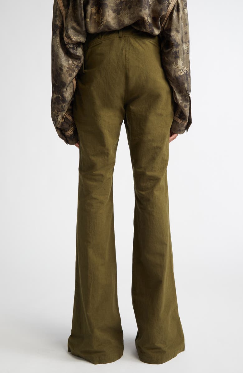 R13 High Rise Cotton & Hemp Flare Leg Pants, Alternate, color, Olive