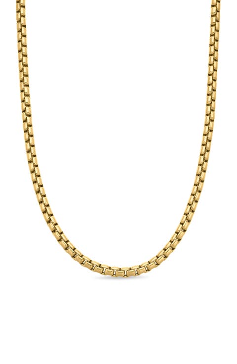 Men's Box Chain Necklace in 18K Gold, 5mm