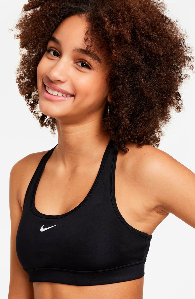 Nike Kids' Dri-FIT Racerback Sports Bra, Alternate, color, 010 Black/White