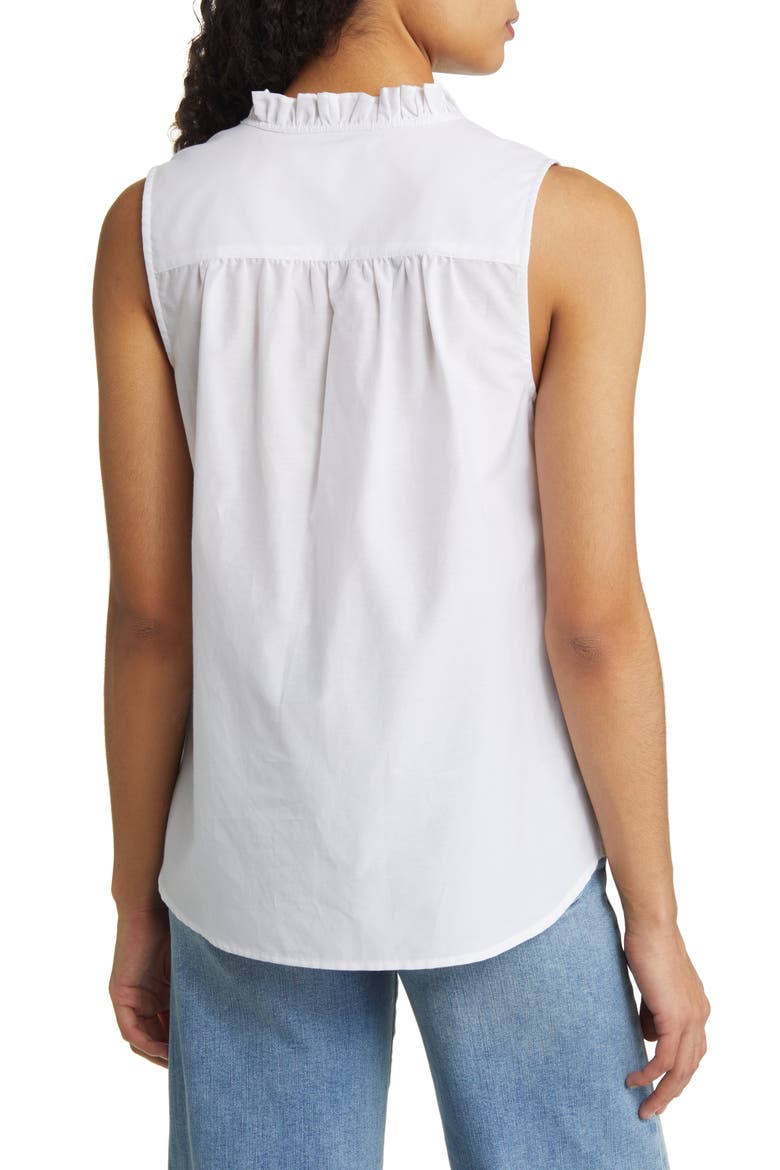 Agua Amara Sleeveless Cotton & Silk Blouse, Alternate, color, WHITE