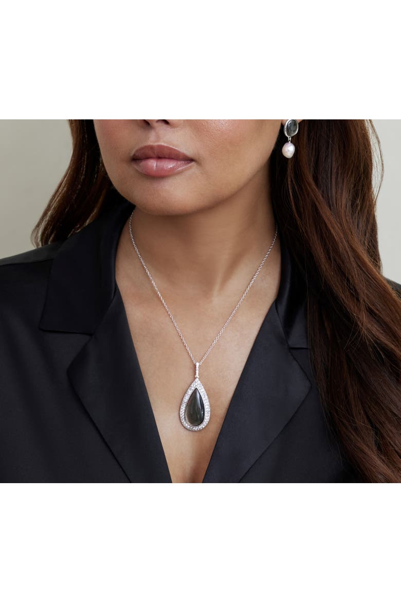Black Mother of Pearl Cultured Pearl Pendant Necklace, Alternate, color, Black Mother of Pearl
