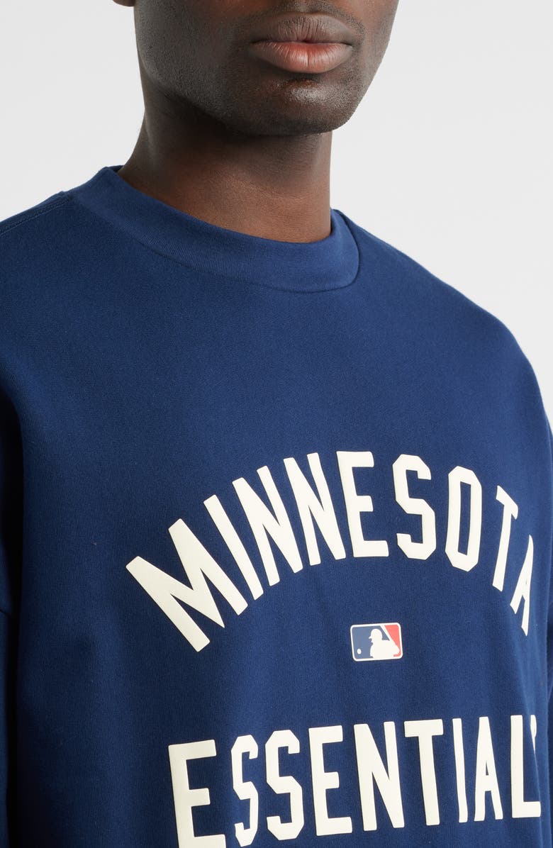 Fear of God Essentials Twins Sports Fit Crewneck Cotton Sweatshirt, Alternate, color, Navy