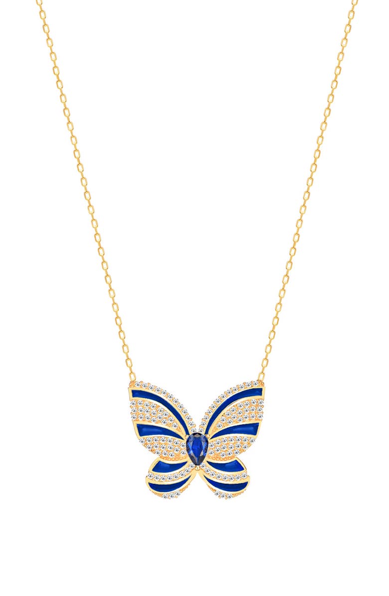 GABI RIELLE Effortless Staples Pavé Butterfly Pendant Necklace, Main, color, 