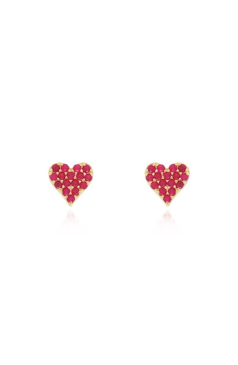 The Lovery Fine Jewelry Ruby Heart Stud Earrings, Alternate, color, Ruby