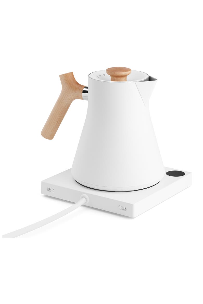 Corvo EKG Electric Kettle, Alternate, color, MATTE WHITE W/MAPLE ACCENTS