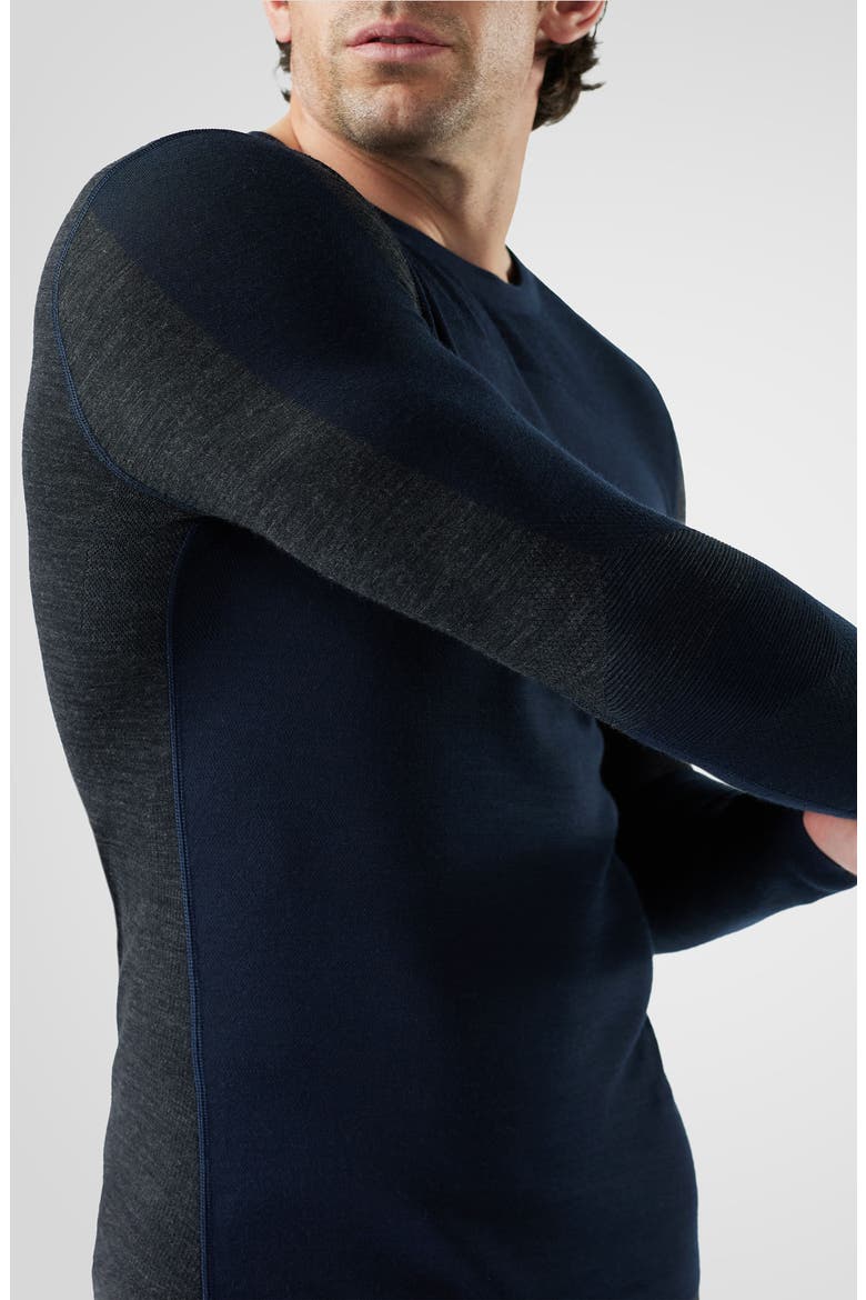 Intraknit™ Thermal Merino Base Layer Colorblock Crewneck Long Sleeve Shirt, Alternate, color, DEEP NAVY-CHARCOAL