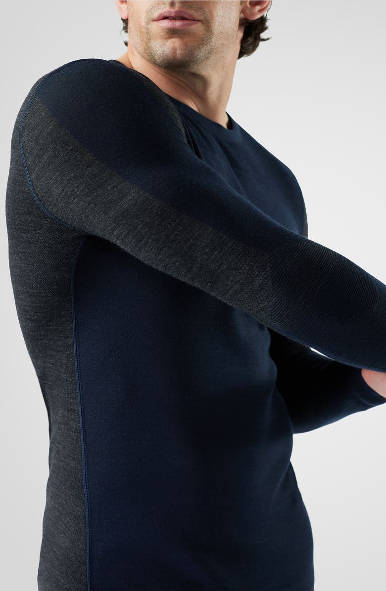 Smartwool Intraknit<sup>™</sup> Thermal Merino Base Layer Colorblock Crewneck Long Sleeve Shirt, Alternate, color, Deep Navy-Charcoal
