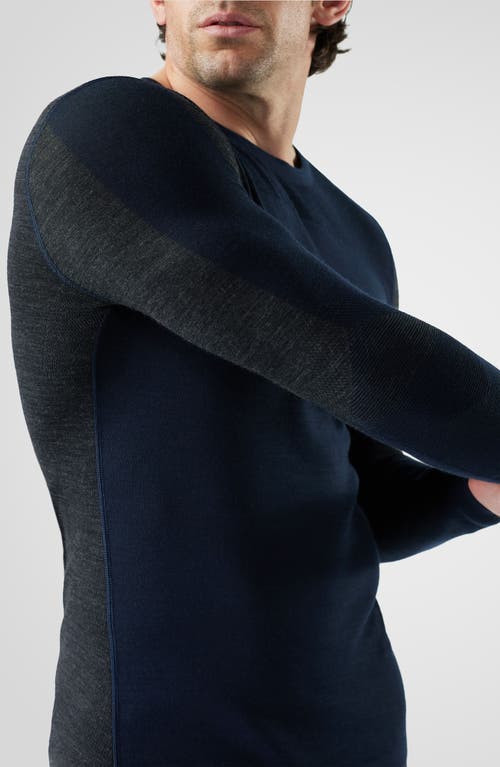 Smartwool Intraknit™ Thermal Merino Base Layer Colorblock Crewneck Long Sleeve Shirt In Blue