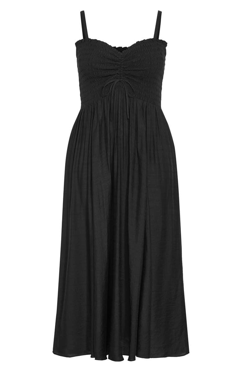 City Chic Maui Smocked Maxi Sundress, Alternate, color, Black