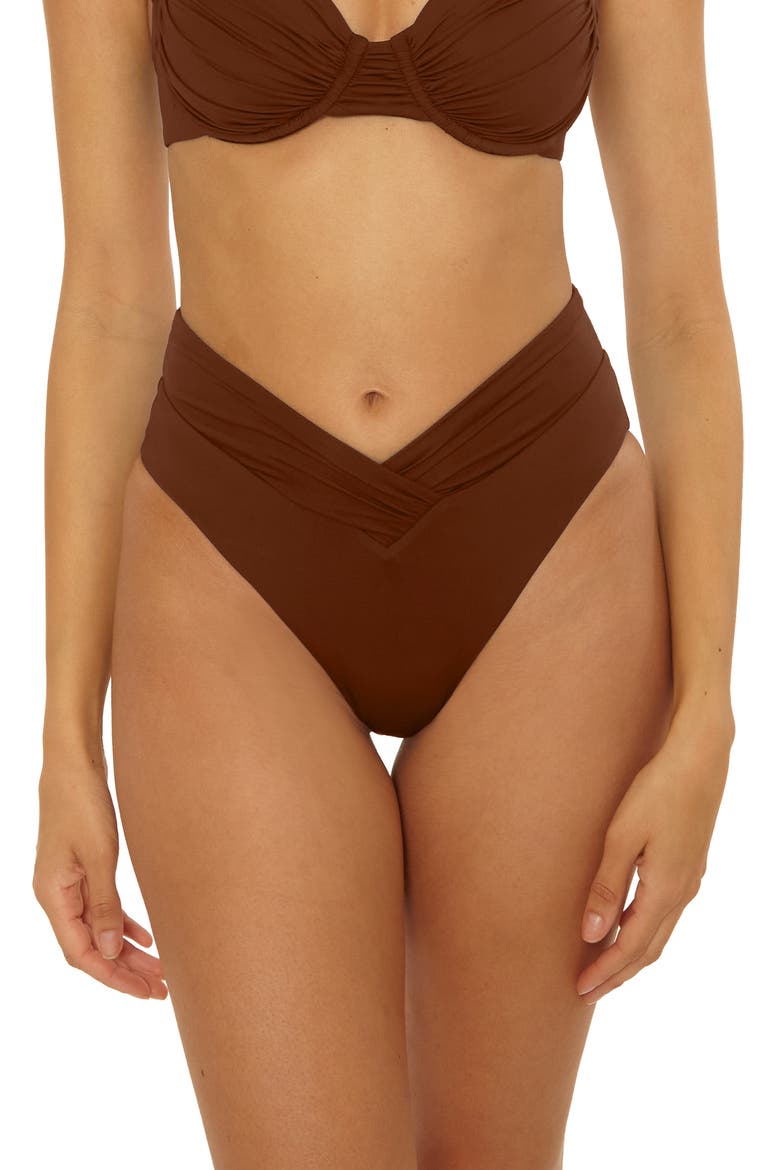 Color Code High Waist Bikini Bottoms, Main, color, DARK COCO