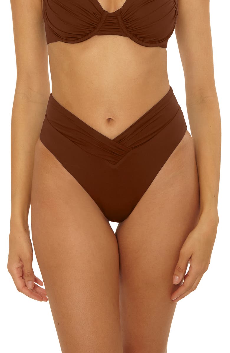 Becca Color Code High Waist Bikini Bottoms, Main, color, Dark Coco