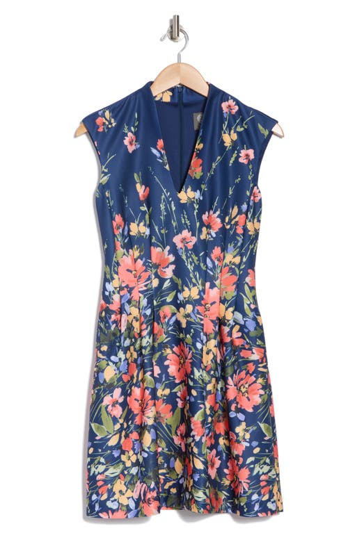 Vince Camuto Floral Cap Sleeve Fit & Flare Dress