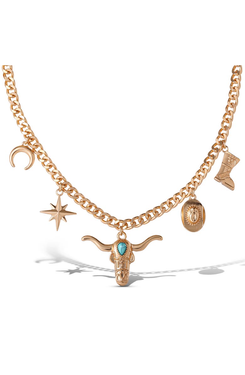 Jessica Simpson Celestial Charm Necklace, Main, color, Gold