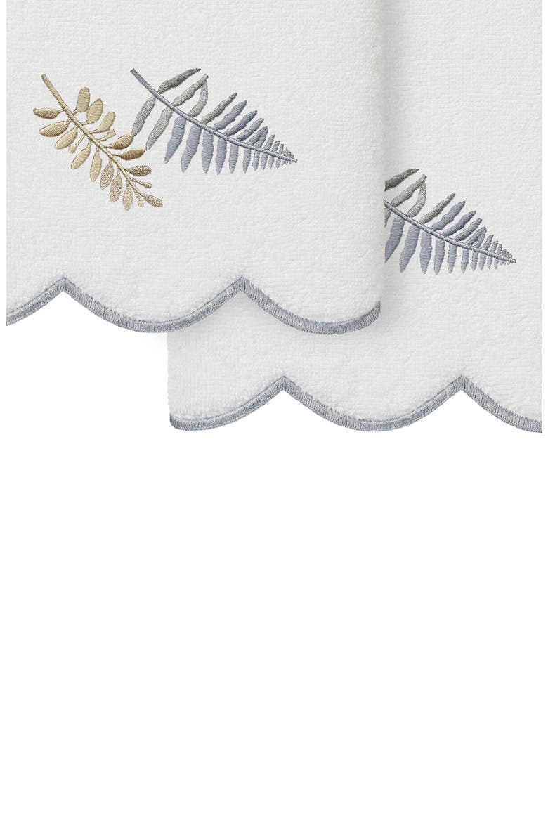 2-Piece Fern Toss Turkish Cotton Hand Towel Set, Alternate, color, WHITE/ GRAY