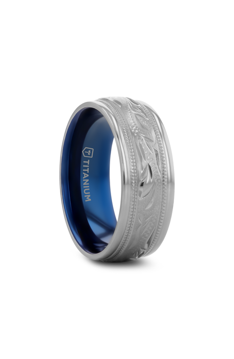 Mariner Titanium Milgrain Engraved Finish Wedding Ring