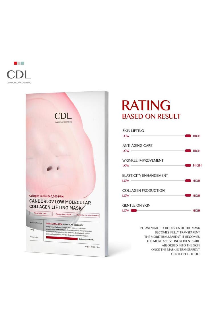 Face Mask with PDRN Collagen Overnight Lifting Hydrogel 5 Pack, Alternate, color, Pink