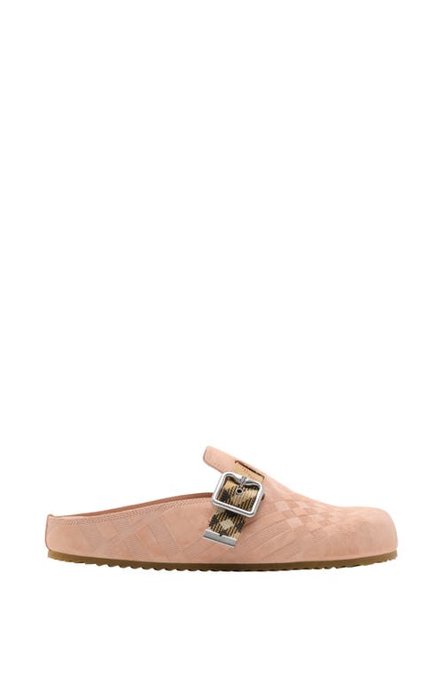 Burberry Urchin Calf Suede Slide Clogs In Pink