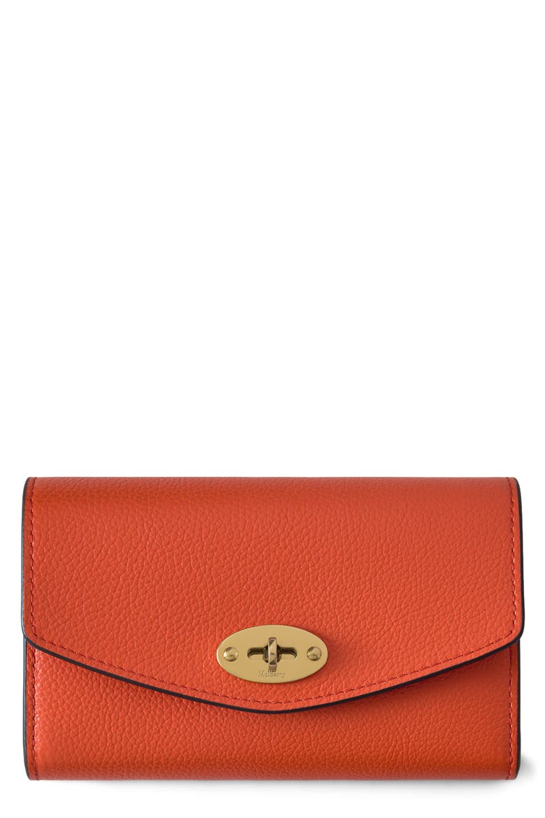 Medium Darley Leather Wallet, Main, color, CORAL ORANGE