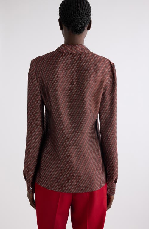 Dries Van Noten Diagonal Stripe Tailored Button-up Shirt In Brown