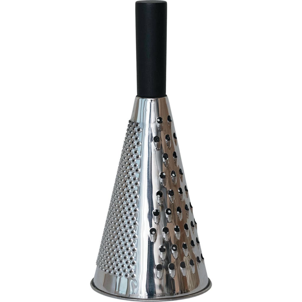Storied Home Stainless Steel Cone Shaped Grater With Mango Wood Handle In Black