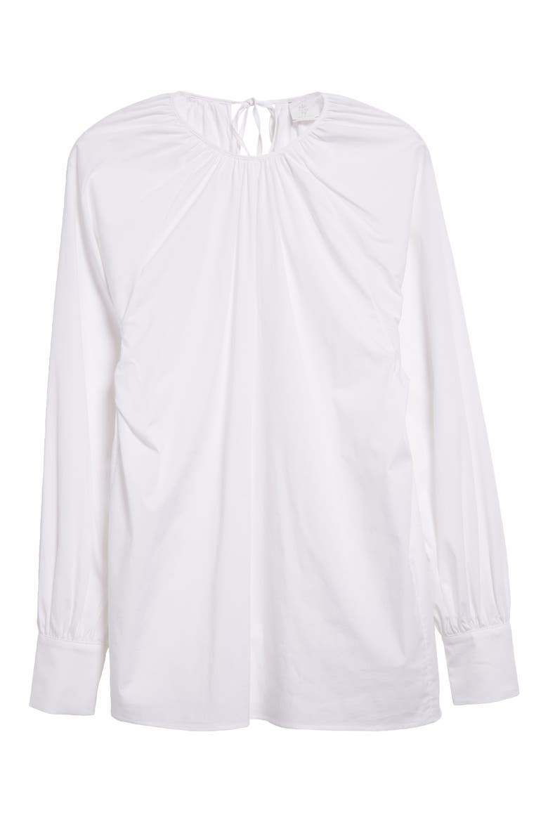 Gathered Neck Top, Alternate, color, WHITE