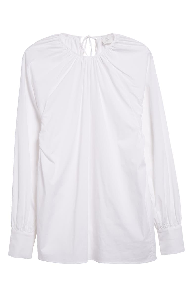Eleventy Gathered Neck Top, Alternate, color, White