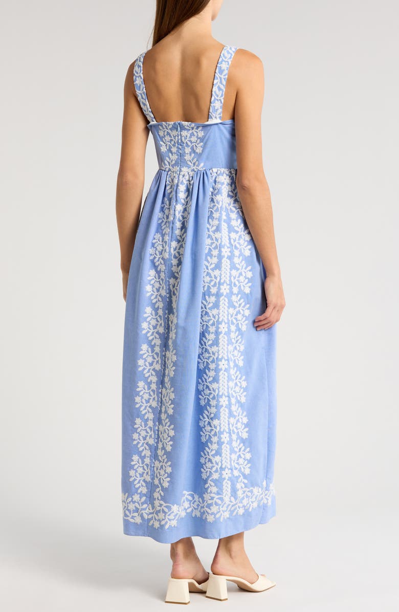 Julia Jordan Floral Embroidered Maxi Dress, Alternate, color, Blue Ivory