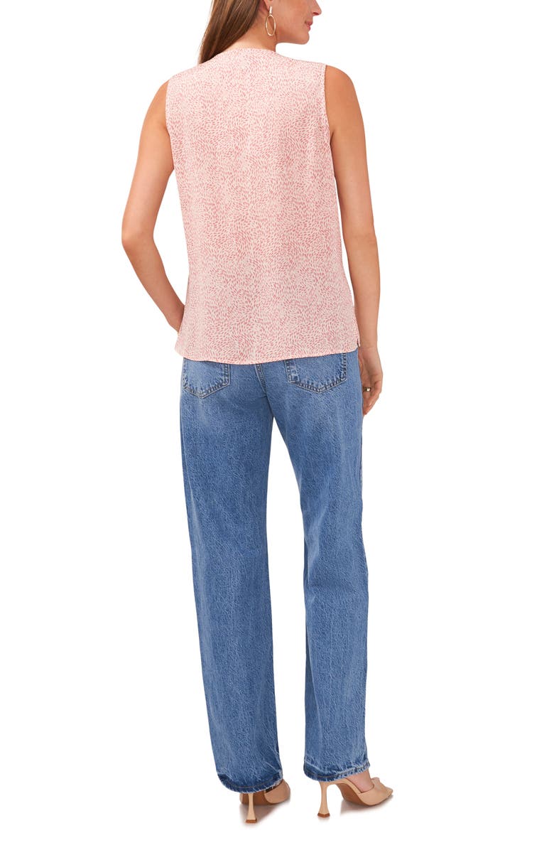 Vince Camuto Abstract Floral Ruffle Neck Sleeveless Top, Alternate, color, Pink Orchid