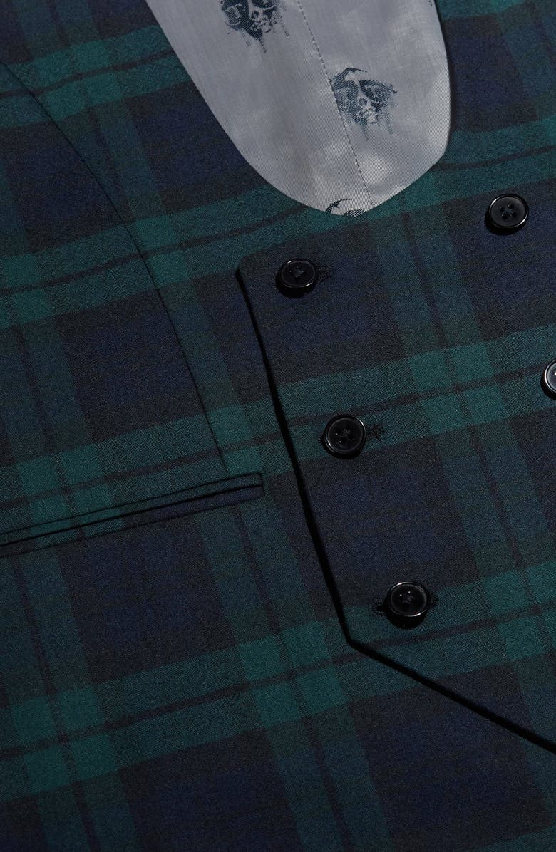 Twisted Tailor Ginger Skinny Fit Plaid Stretch Wool Waistcoat, Alternate, color, 