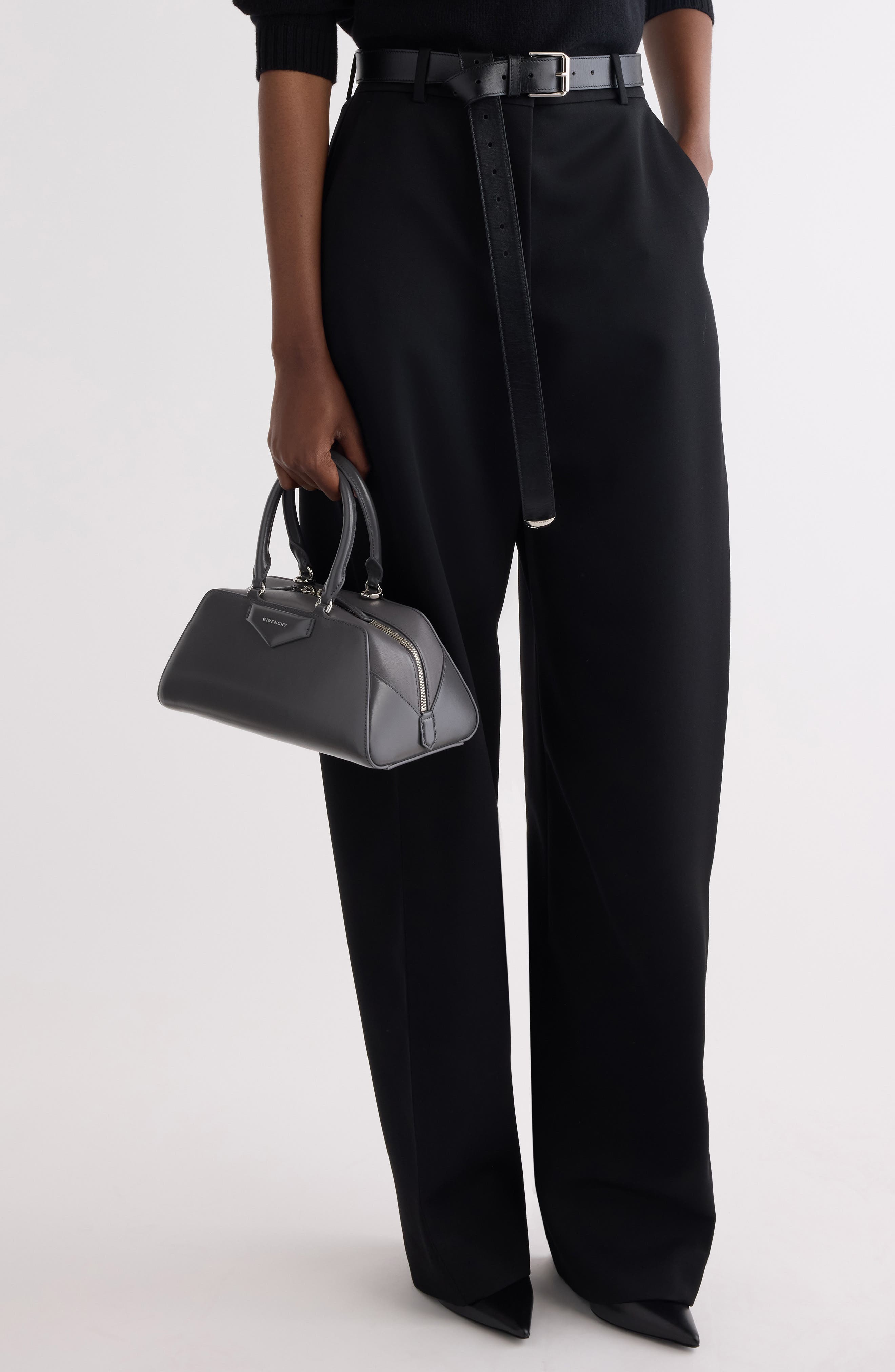 Givenchy Small Antigona Leather East/West Satchel, Alternate, color, 021-Dark Grey