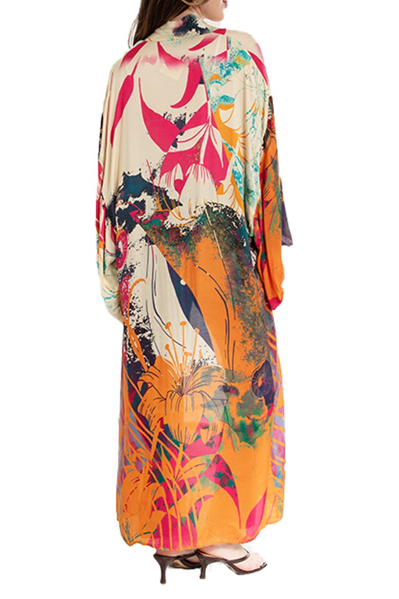 Abstract Floral Duster, Alternate, color, ORANGE MULTI