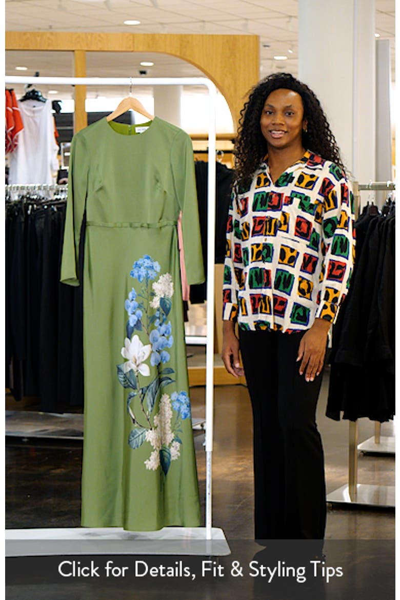 Alex Floral Long Sleeve Satin Crepe Gown video