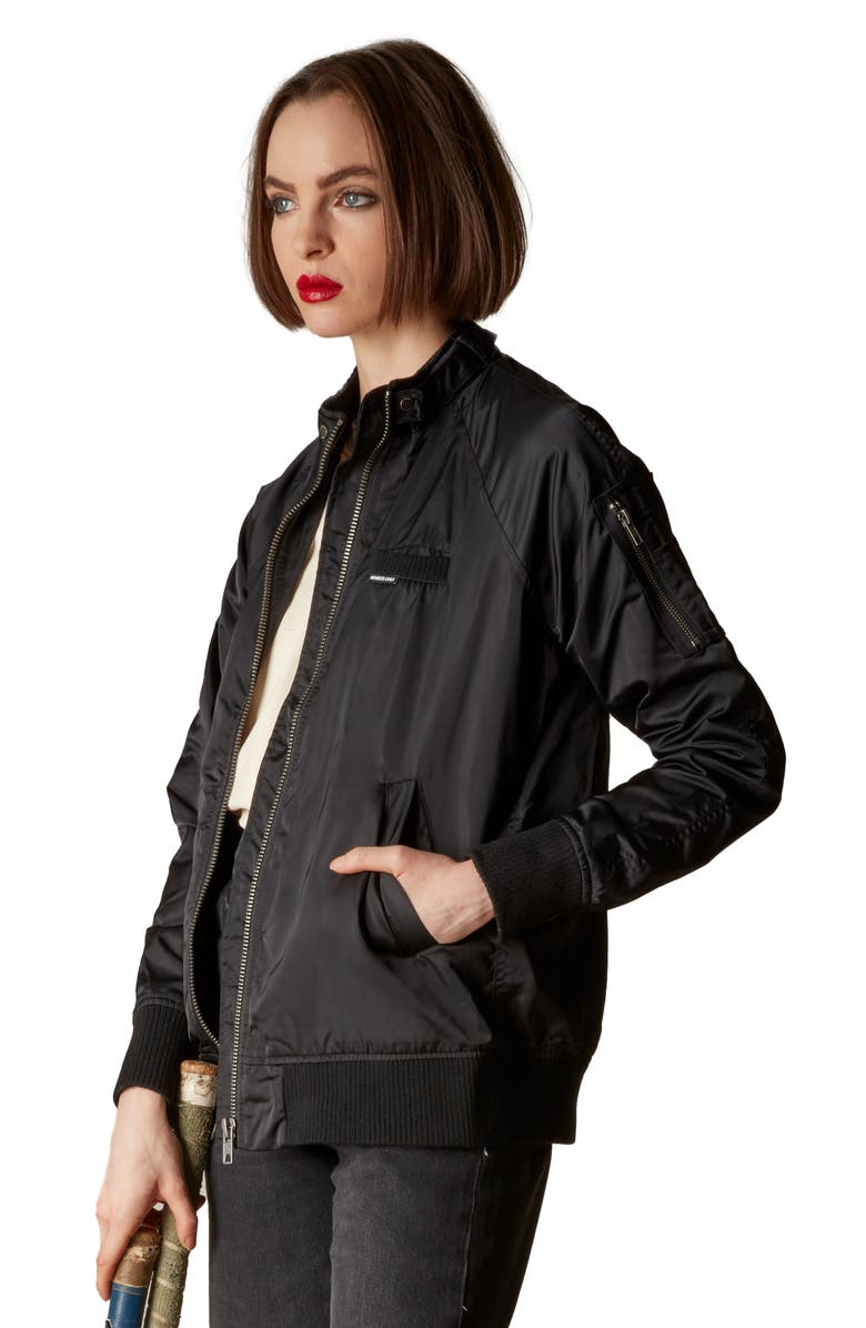 Members Only Women's Satin Bomber Jacket, Alternate, color, Black
