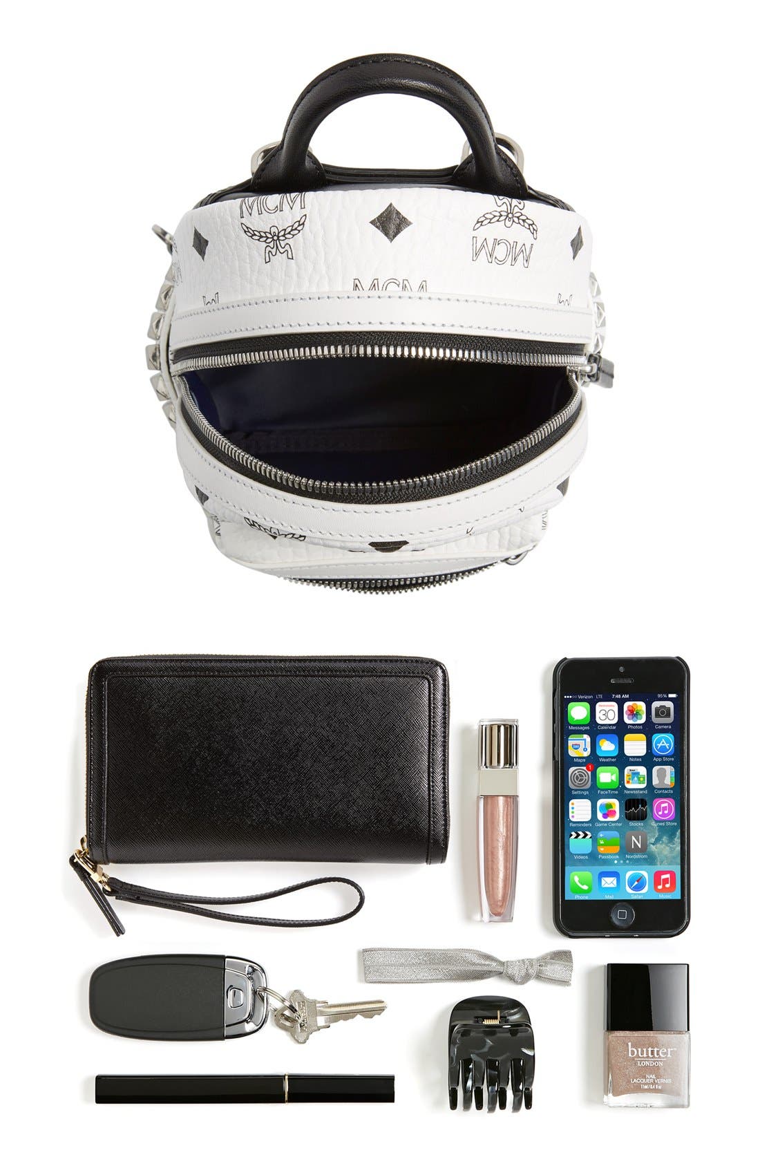 MCM X-Mini Stark Side Stud Convertible Backpack, Alternate, color, Cognac