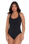 Women's Textured Classic Square Neck One Piece Swimsuit