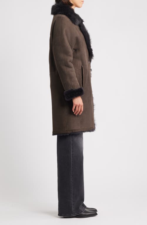 Hiso August Reversible Genuine Shearling Coat In Animal Print