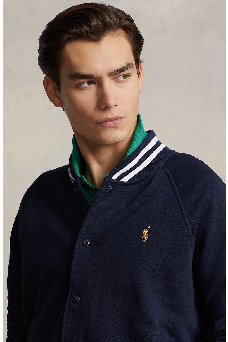 Classic Athletic Fleece Baseball Jacket, Alternate, color, CRUISE NAVY