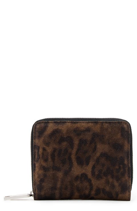 Lena Leopard Suede Zip Wallet