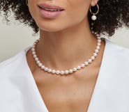 The Pearl Source 8.0-8.5mm Hanadama Akoya White Pearl Necklace