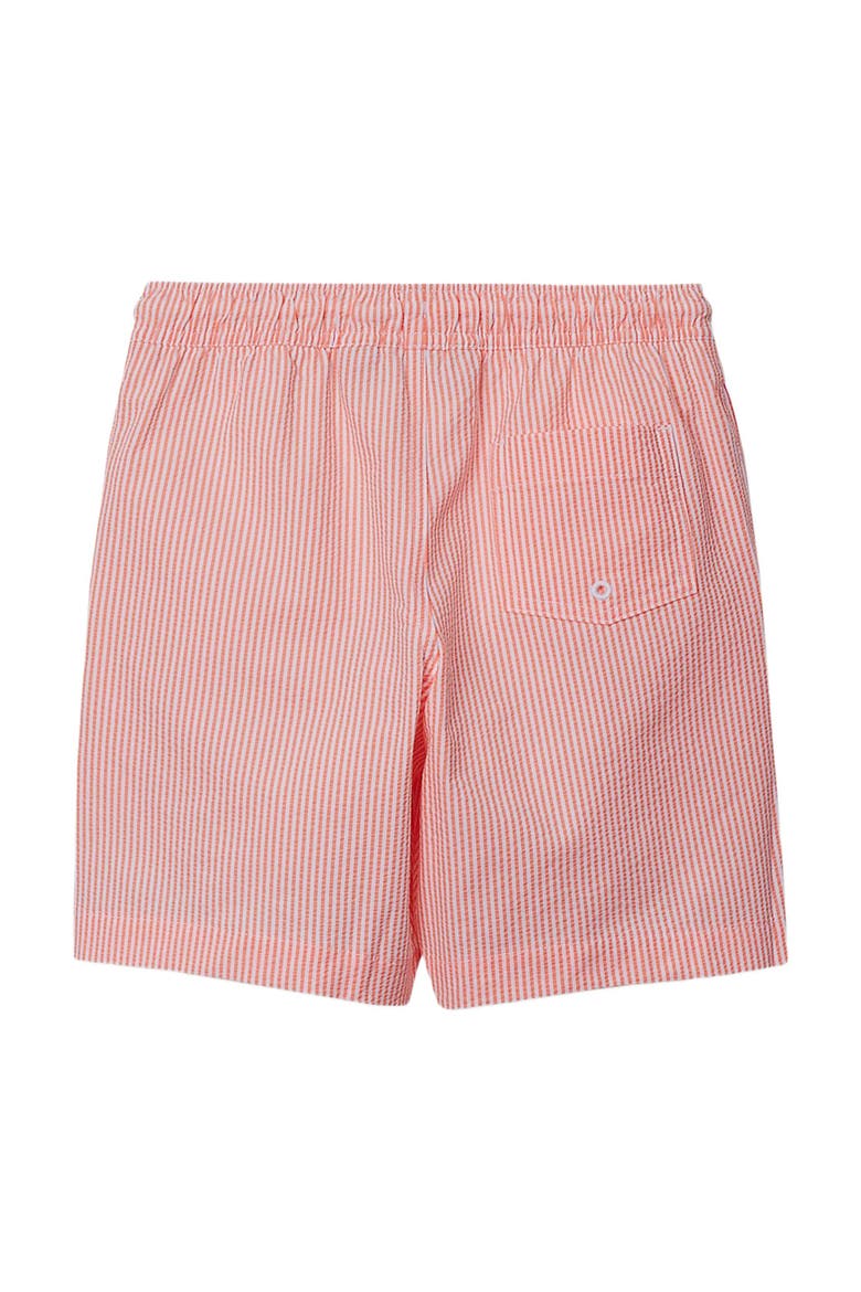 Boys Chlorine Resistant Seersucker Swim Trunks with Mesh Liner, Alternate, color, Coral Stripe