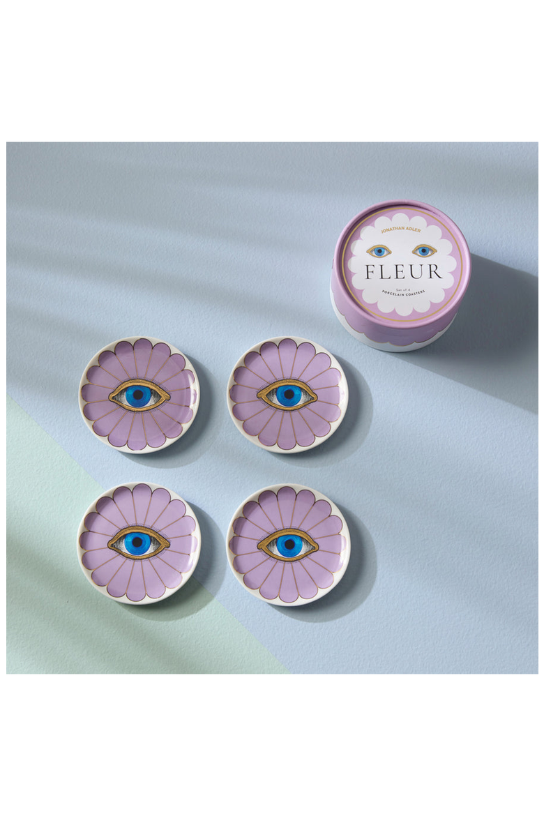 Fleur Coaster Set, Alternate, color, Lavender / Gold