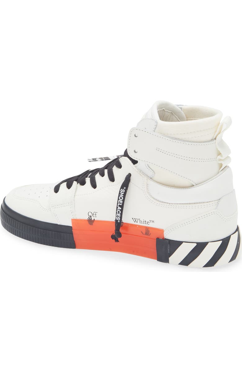 Off-White High Top Vulcanized Leather Sneaker, Alternate, color, White Black