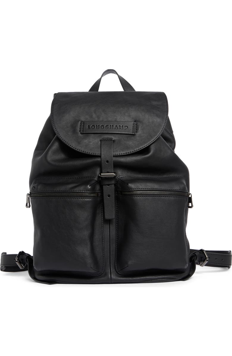 Longchamp LC3D Large Leather Backpack, Main, color, Black